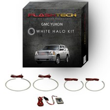 White Angel Eye LED Halo Ring kit & RF Remote for 2007-2013 GMC Yukon Headlights