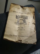 Vintage Singer Sewing Machine No. 66-1 Original  Instruction  Manual