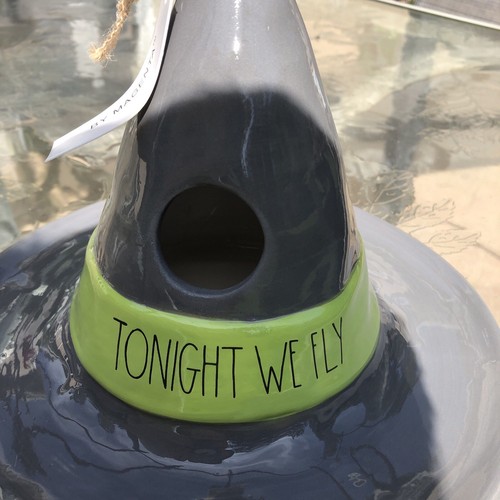 BNIB Rae Dunn Tonight We Fly Large Witch Hat Ceramic Birdhouse Feeder Halloween - Picture 2 of 9
