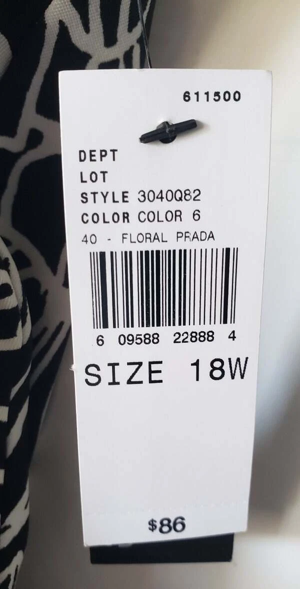 Abito donna ALYX 18W bianco e nero senza maniche linea A con cintura stampa fiori grande nuovo con etichette