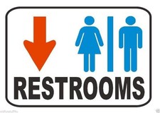 Restroom Sign Male Female Down Arrow Safety Business Sign Decal Sticker D343