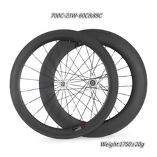 Carbon Road Bike Wheelsets 700C 23Mm Width 60mm 88mm Depth Clincher Wheels