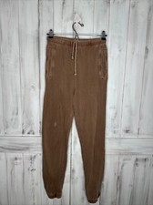 JOAH BROWN COTTON HI RISE EMPIRE JOGGER SWEATPANTS DRAWSTRING POCKETS XS/S FLAW 