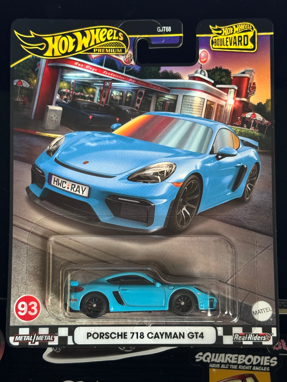 Hot Wheels Premium Boulevard - Porsche 718 Cayman GT4, Auto #93, Nuova Sigillata