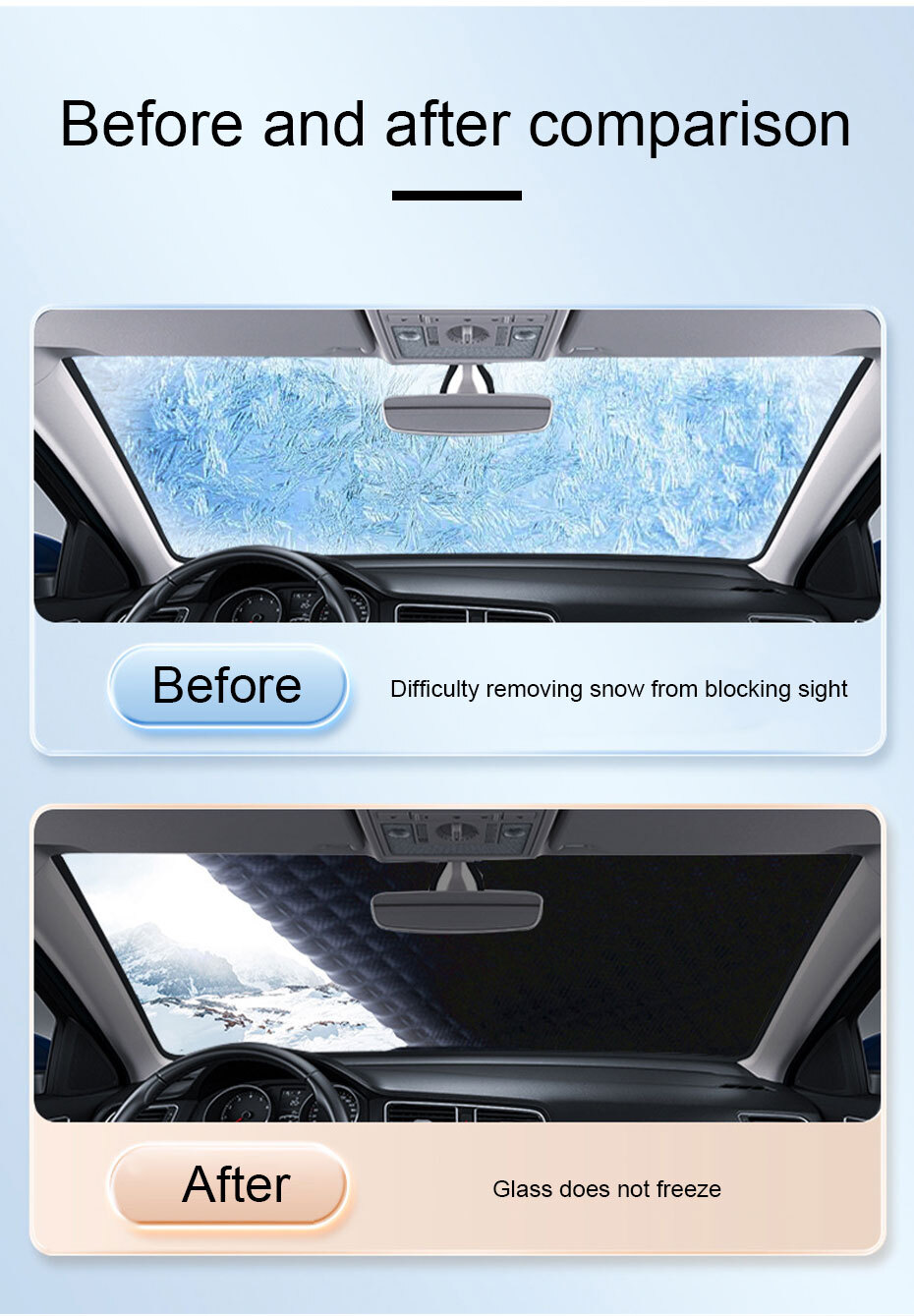 Magnetic Car Windshield Snow Cover Shield Ice Frost Protection For All Weathers