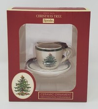 Spode Christmas Tree Miniature Teacup/Saucer Ornament Tree Decor Ceramic NIB
