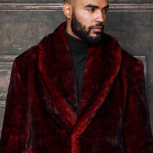 burgundy fur coat men