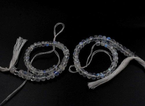 2 STRANDS, TOP BLUE FLASHY QUALITY "RAINBOW MOONSTONE" RONDELLE 4-5 MM BEADS 5" - 第 1/2 張圖片