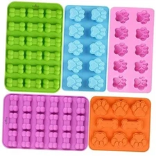  Puppy Dog Paw and Bone Silicone Molds, Set of 5 Food Grade Baking Molds for 