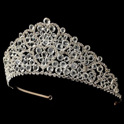 Regal Silver Clear Heart CZ Rhinestone Royal Bridal Wedding  display picture 3