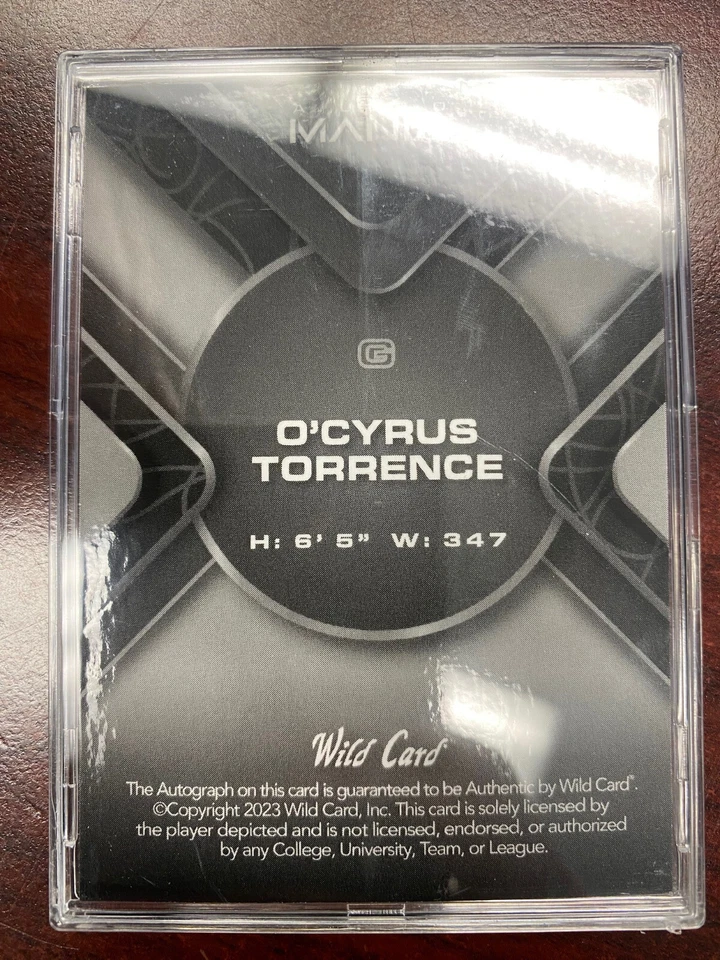 2023 Wild Card Auto Mania Rookie Autograph O’Cyrus Torrence RC Auto 4/4 - Image 2 of 2