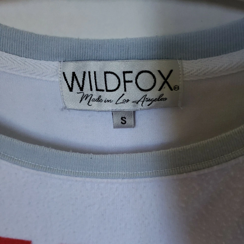 Suéter pulôver retrô Wildfox Team USA Patriotic malha slub escovada S EUA - Imagem 2 de 4
