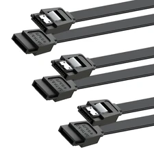 SATA Cable III for SSD HDD Data,3 PCS 6Gbps Straight Angle 15 Inch Sa...