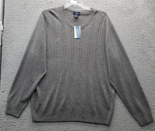 DOCKERS Sweater Mens Size 2XL Gray Knit Acrylic Regular Fit Crew Neck Pullover