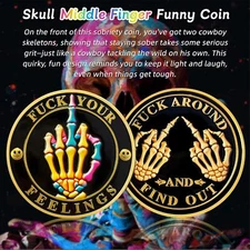 Skeleton Middle Finger F**k Coin Funny Novelty Challenge Coin Humorous Gifts