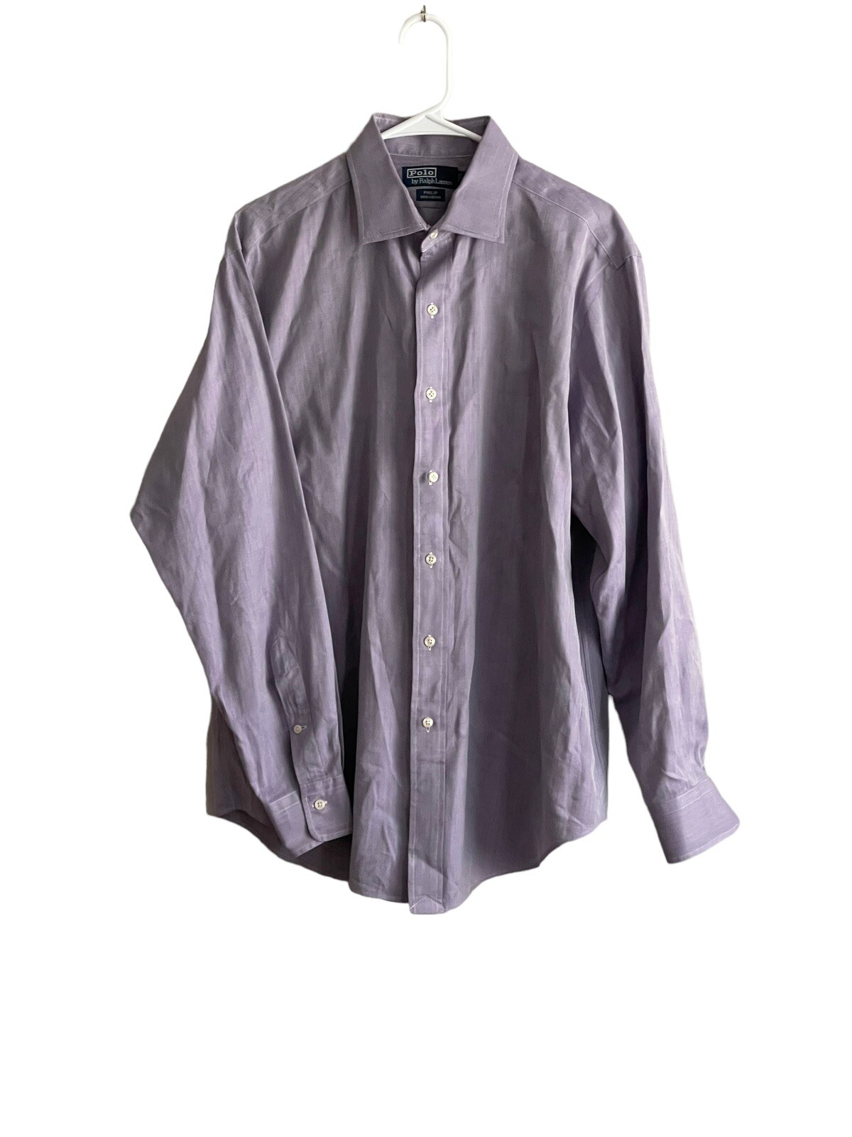 Polo Ralph Lauren Long Sleeve Button Shirt Men's L 16.5 Philip Fit Purple Flaw