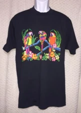 Vintage Macaw Parrots t-shirt size adult L/XL by Screen Stars Best, pre-owned