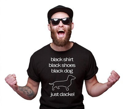 Dackel Unisex T-Shirt Black Dog Hundemotiv Dachshund Teckel Wiener Dog Sausage