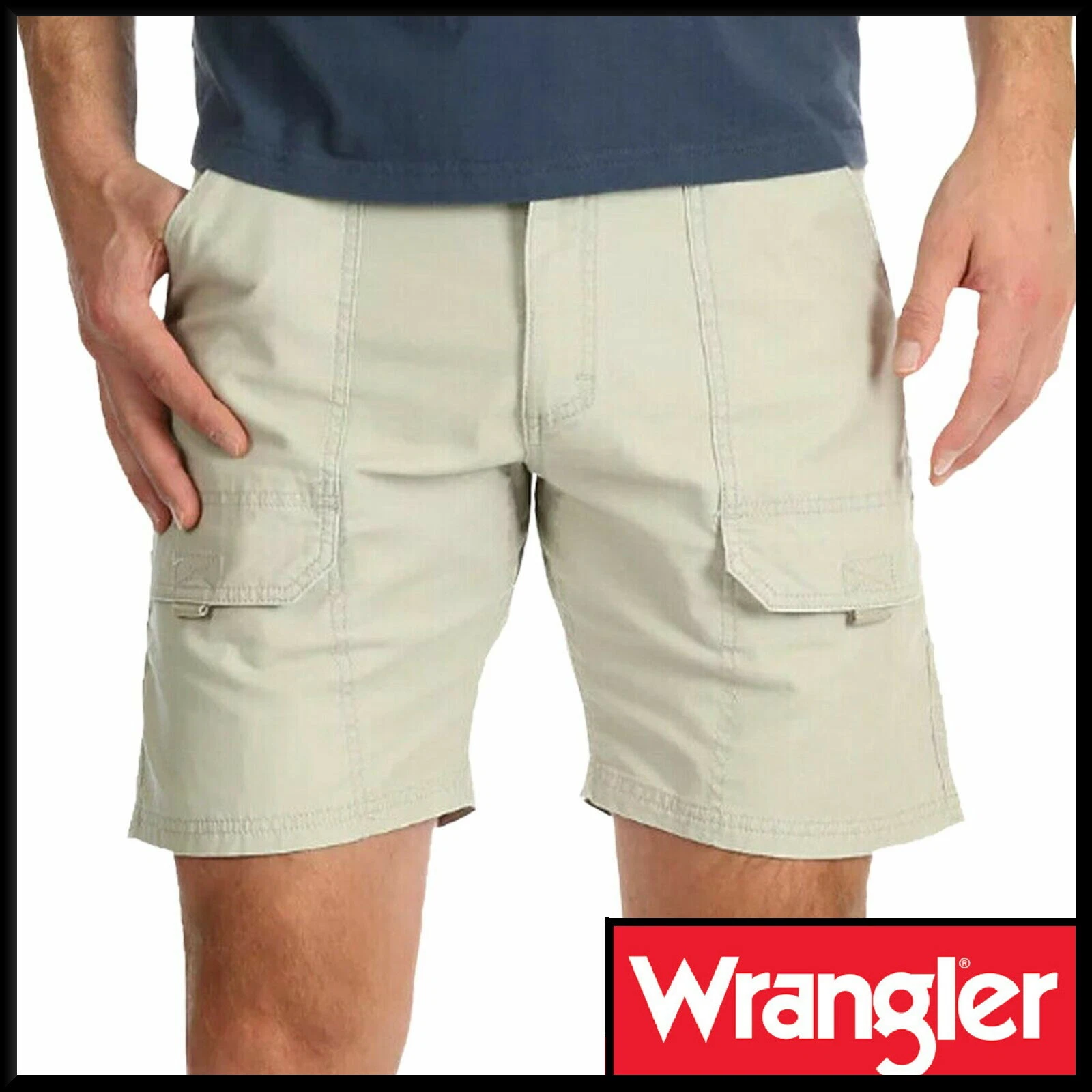 Mens Authentic Wrangler Shorts Cargo Elasticated Cotton Combat Chino Stretch