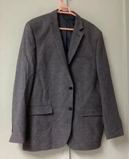 Perry Ellis Portfolio Mens Blazer Size 44R Gray Speckles Slim Fit Sport Coat