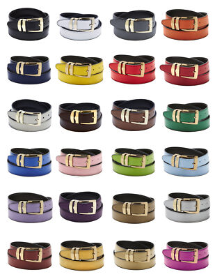 Men's Belt Reversible Bonded Leather Belts Gold-Tone Buckle Over 20 Colors