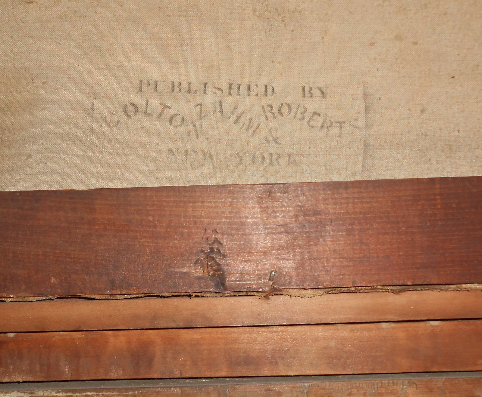 RARE Large 1870 Colton Zahm & Roberts Chromo on Canvas "He Loves Me a