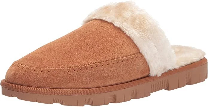 Zapatilla informal Lucky Brand Domain de gamuza coñac forrada en piel sin cordones punta redonda gamuza