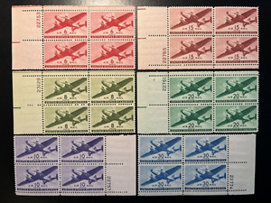 24 US Air Mail Stamps # C25 C26 C27 C28 C29 C30 6 Plate Blocks MNH SEE IMAGES!!!