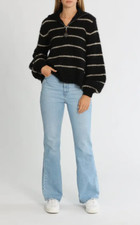 MARLE Curin Wool Jumper Black Stripe Size 12 AU Preloved