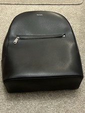 Paul Smith Black Leather Zip Rucksack Backpack Signature Stripe Bag Mens Unisex