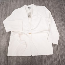 Worthington Belted Blazer Womens 18 White New Shawl Collar Crepe Jacket