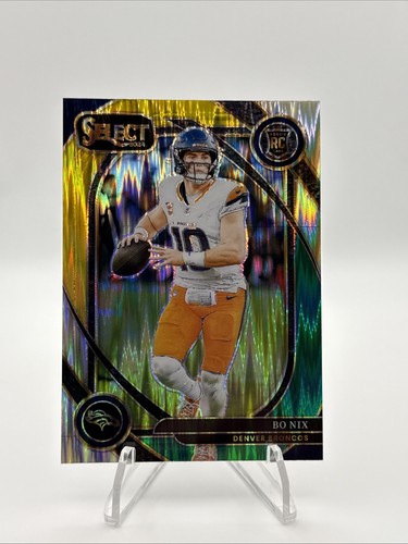 2024 Panini Select - Club Level Bo Nix #221 Green & Yellow Shock Prizm (RC)