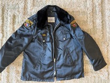 VTG Cleveland Police Blauer Jacket Mens 40 Blue Tufnyl Fur Collar Insulated Zip