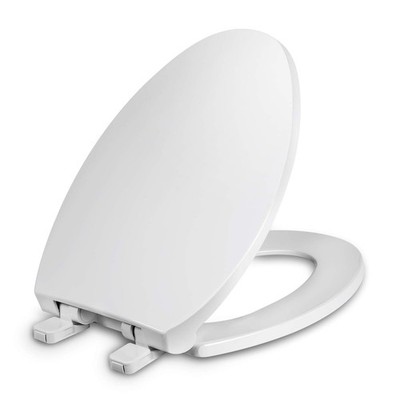 Toilet Seat Elongated with Cover Soft Close, Easy to Install, Plastic, White, Su