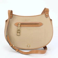 Christian Dior Brown Leather Canvas Shoulder Tote Crossbody Bag Auth