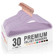 Velvet Hangers 30 Pack, Premium Non-Slip Felt Hangers, Sturdy Lt-Purple Cloth...