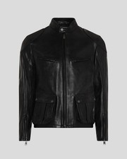ROKKER Goodwood Leather Jacket Black, nagelne...