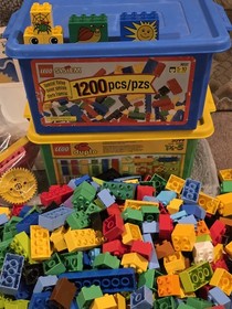 HUGE Lego Duplo lot bulk Figures Train Cars Base Plates And Many Extras 18+ Lbs.