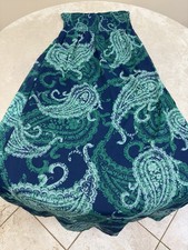 OLD NAVY Womans STRAPLESS Blue Green Paisley Summer Dress Size MEDIUM