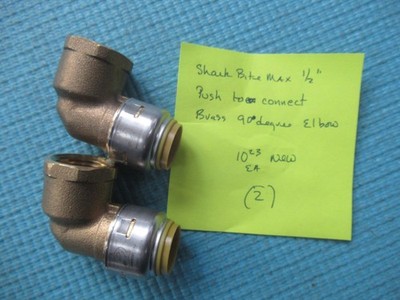 Lot of 2 Shark Bite Max 1/2'' Push to Connect Brass 90-Degree Elbow