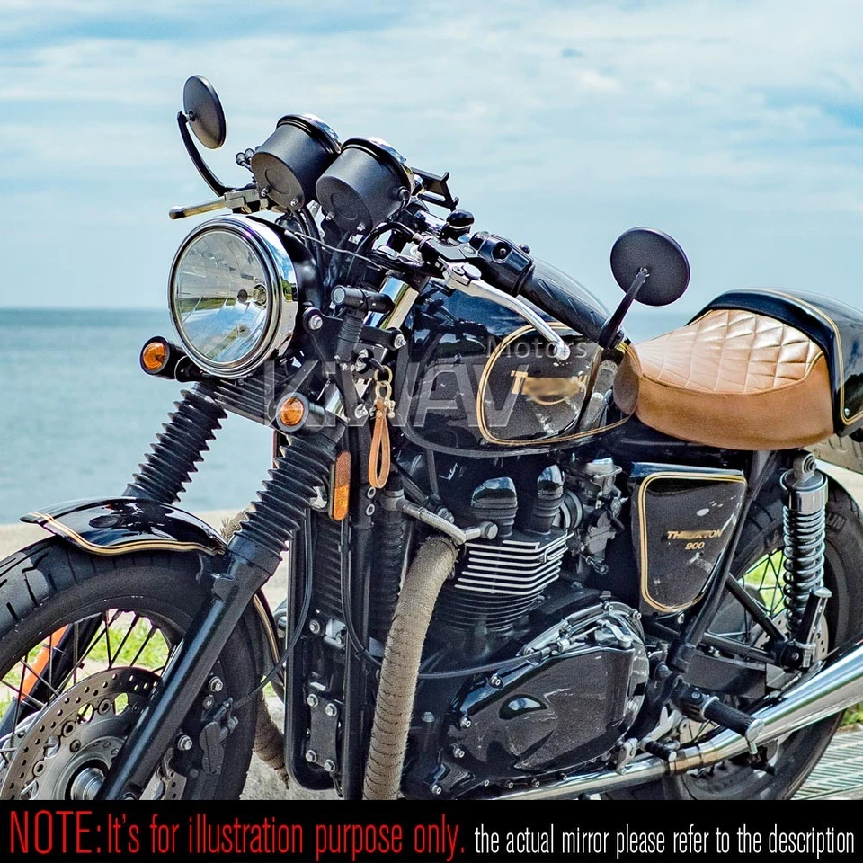 Pair of bar end mirror black eclipse round M6 bolt-on threaded handlebar - Imagem 3 de 4