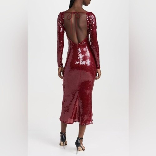 Bardot Verona Midi Maxi Dress Size 12 Red Sequined Dance Party Glam Mobwife Sexy - Picture 5 of 9