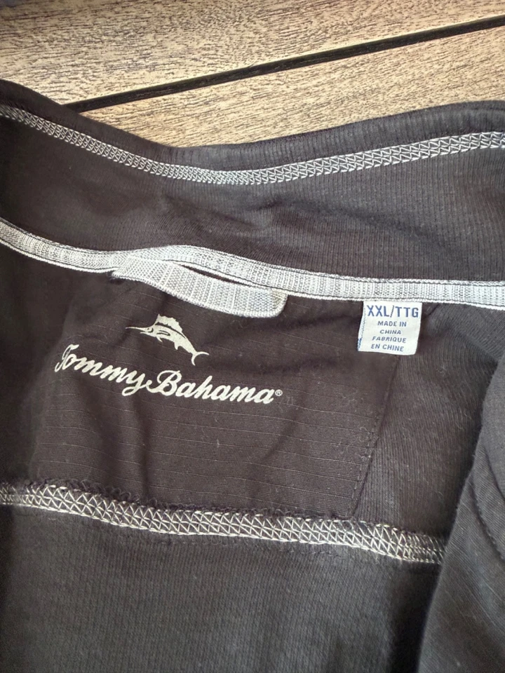 Tommy Bahama XXL Sudadera Pullover Negra Cuarto Cremallera Foto 3 de 4