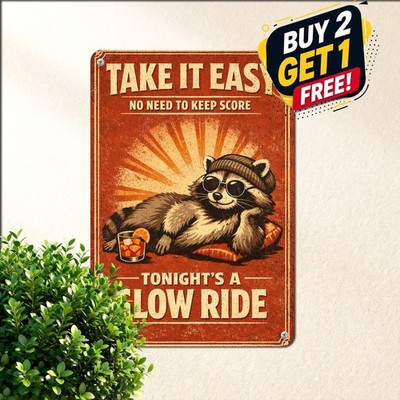 Relax Enjoy Life Funny Cat Tin Sign Lazy Pet Restroom Lounging Metal Plaque