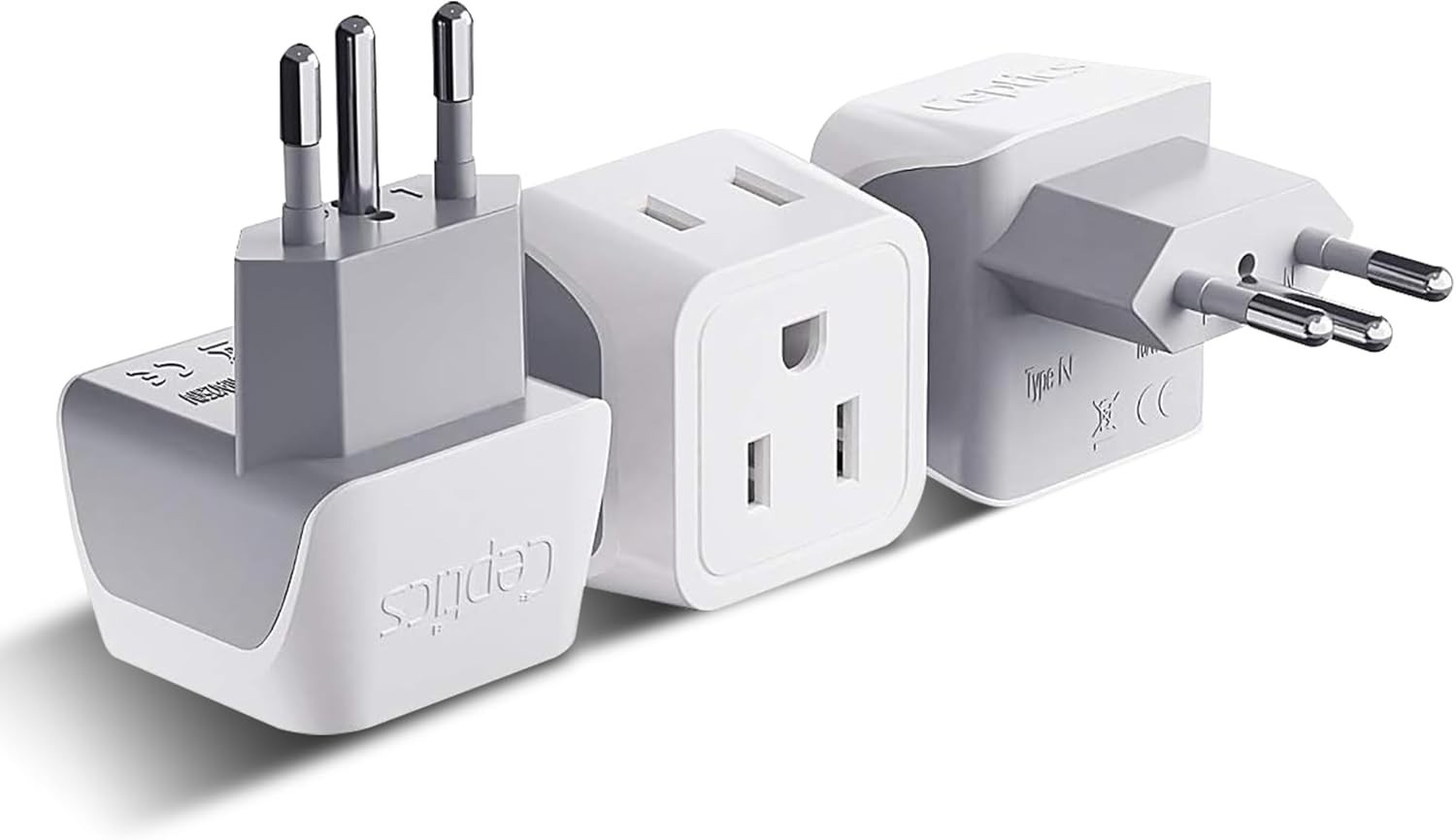 Travel Smart with 3-Pack Ultra Compact Type N Brazil Adapters - Grounded Safety