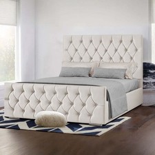 NEW Diamond Plush Velvet Upholstered Bed Frame 3FT 4FT6 5FT KING SIZE BEDS FRAME