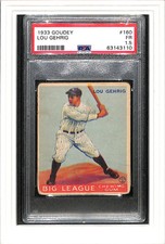 1933 Goudey #160 Lou Gehrig PSA 1.5 SN 63143110