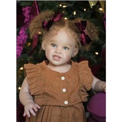 30in Realistic Painted Reborn Doll Kit Toddler Girl Rooted Hair Dark Skinned