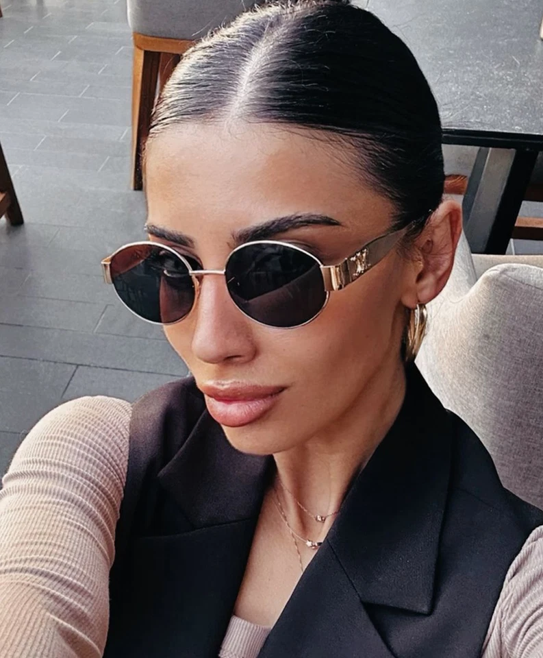 Celine Women's Sunglasses Metal Oval Gold Frame Brown Model Lens CL40235U - Image 2 of 4