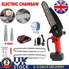 🔥4000W Electric Cordless 4+6" Chainsaw One-hand Saw Wood Pruning  1 Battery